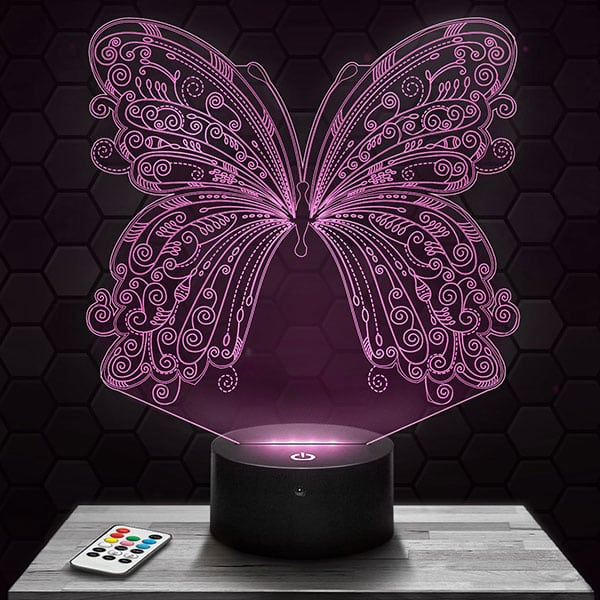 lampe-3d-papillon Lampe 3D Papillon avec socle au choix !