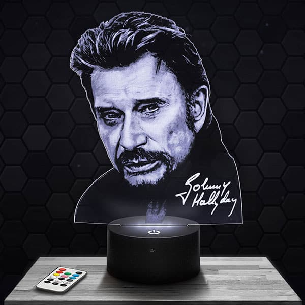 lampe-3d-johnny-hallyday Lampe 3D Johnny Hallyday avec socle au choix !