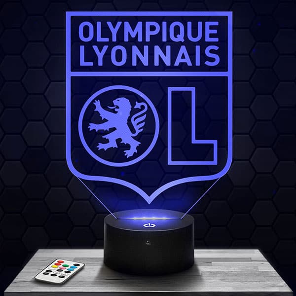 lampe-3d-logo-ol-olympique-lyonnais Lampe 3D Logo OL Olympique Lyonnais avec socle au choix !