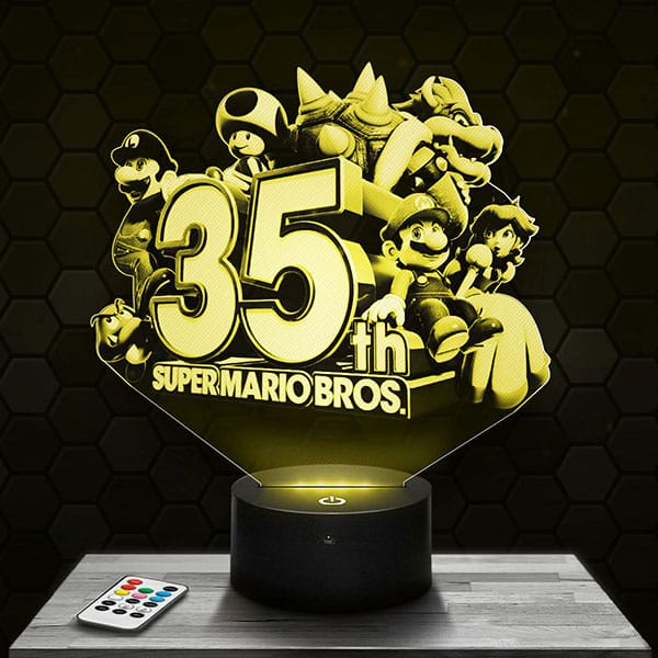 lampe-3d-super-mario-bros-35eme-anniversaire Lampe 3D Super Mario Bros 35ème anniversaire avec socle au choix !