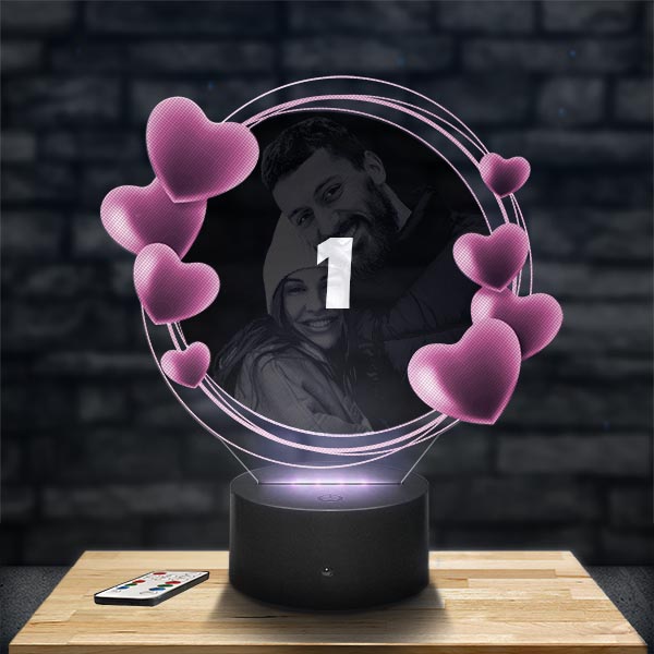 Gepersonaliseerde ronde lamp hartjes tweekleurige