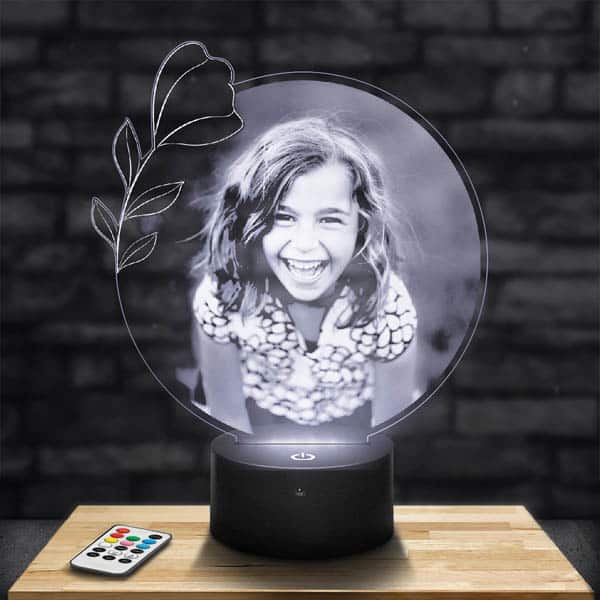 Personnalisation – Lampe Personnalisée Ronde Fleur