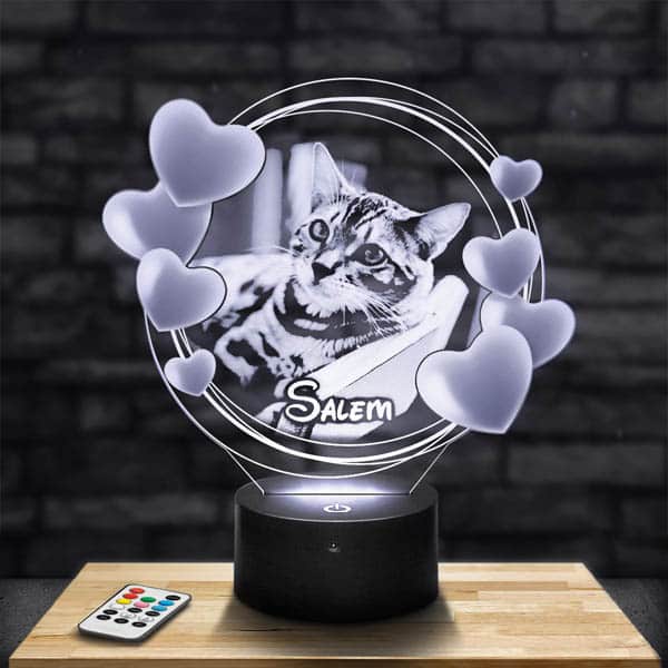 Personnalisation – Lampe Personnalisée Ronde Cœurs