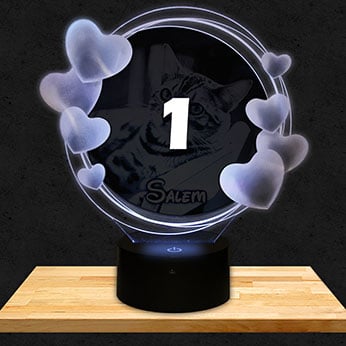 Gepersonaliseerde ronde lamp hartjes Witte Premium
