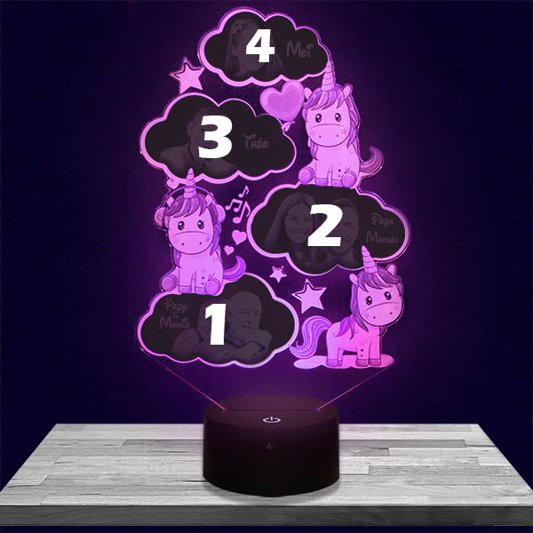 Gepersonaliseerd nachtlampje voor kinderen Eenhoorn 4 foto’s Hoogwaardige Bluetooth / Wake-up Kerstmis
