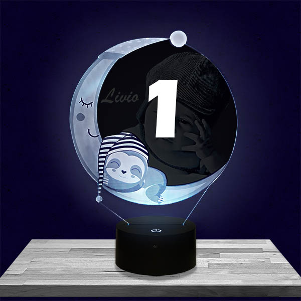 Customised kid's Night Light Moon & Sloth