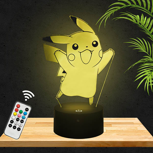 Pikachu 3D LED Lamp with a base of your choice! PictyourLamp