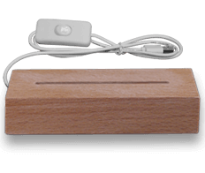 Solid wood base rectangular with white light (18€)