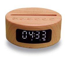 Top of the Range 7 colors Bluetooth Speaker / Alarm Clock base. Wood