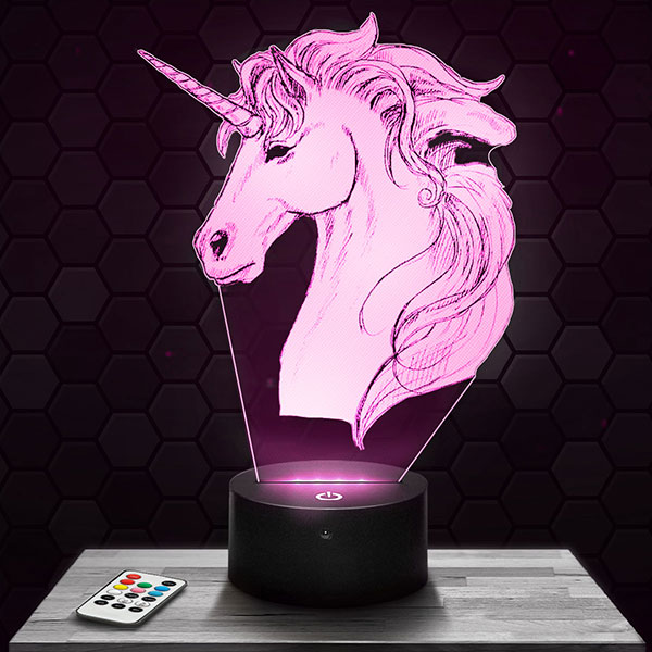 Lampe 3D LED Licorne majestueuse - Comptoir des Lampes