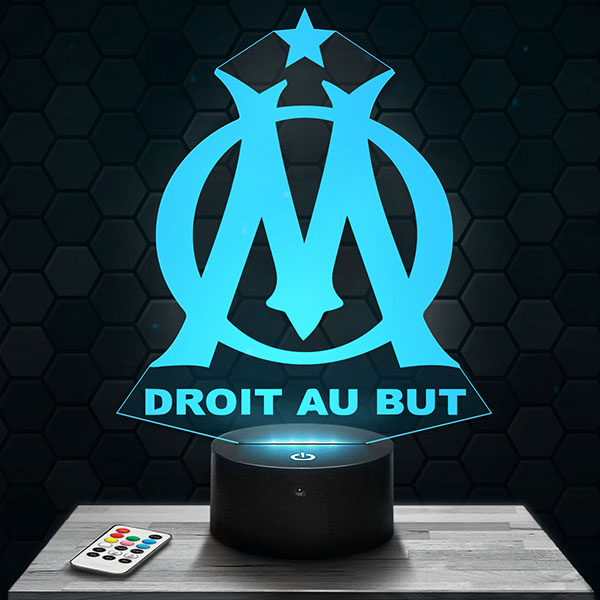 Om Olympique De Marseille Logo 3d Led Lamp With A Base Of Your Choice Pictyourlamp
