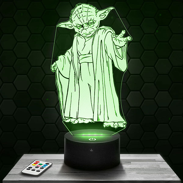 Star Wars Master Yoda 3D LED Lamp with a base of your choice! - PictyourLamp