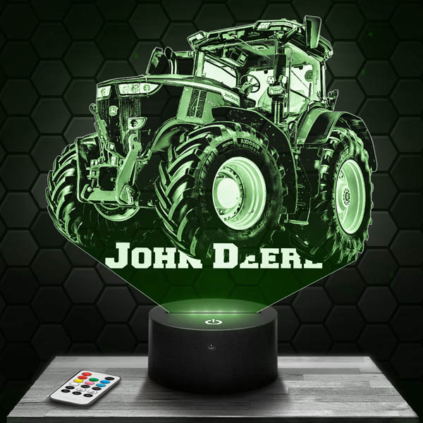 3D-LED-Lampe Traktor John Deere mit dem Sockel Ihrer Wahl