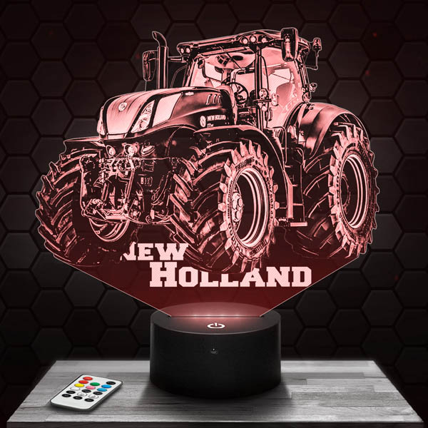 3D-LED-Lampe Traktor New Holland mit dem Sockel Ihrer Wahl