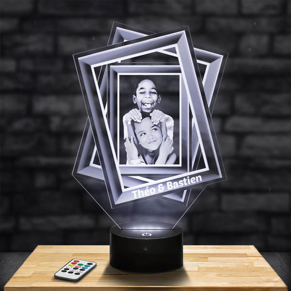 Foto personalizzata Lampada a cuore a LED Cornice personalizzata con nome  Data Luce notturna Illusione 3D