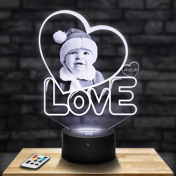 Lampe 3D I Love You Cœur