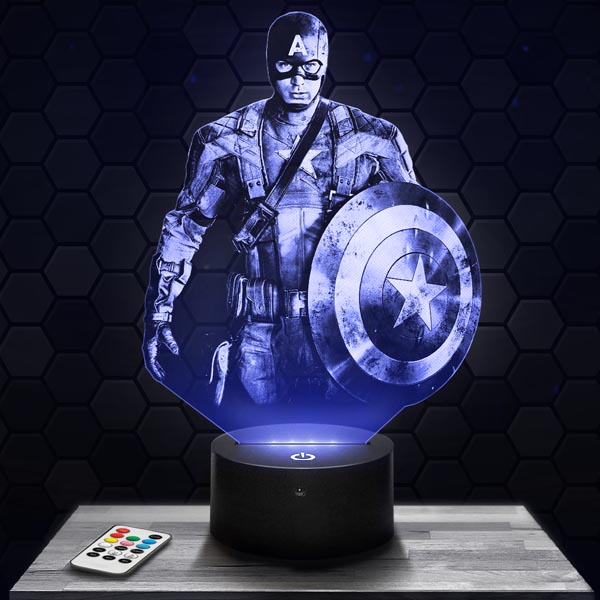Lograr Alas Correa Lámpara LED 3D Capitán América con la base que elijas! - PictyourLamp