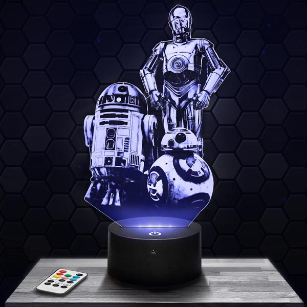 3D-LED-Lampe Star Wars - Droiden R2-D2 C-3PO BB-8 Mit Dem Sockel