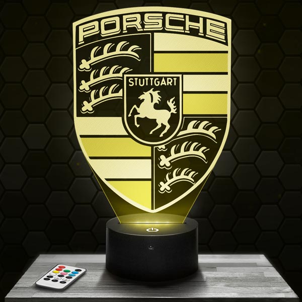 Porsche Logo 3D LED LAMP with a base of your choice! - PictyourLamp
