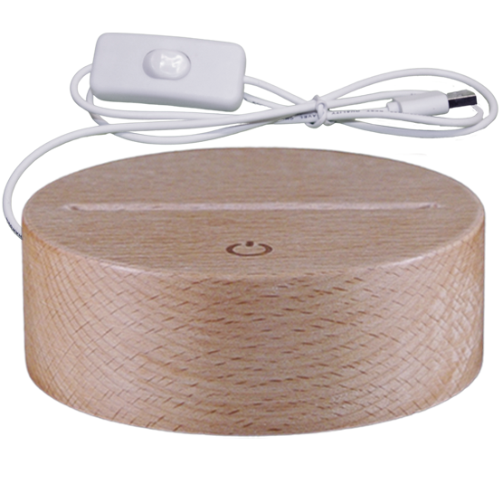 Solid wood base round with white light (18€)
