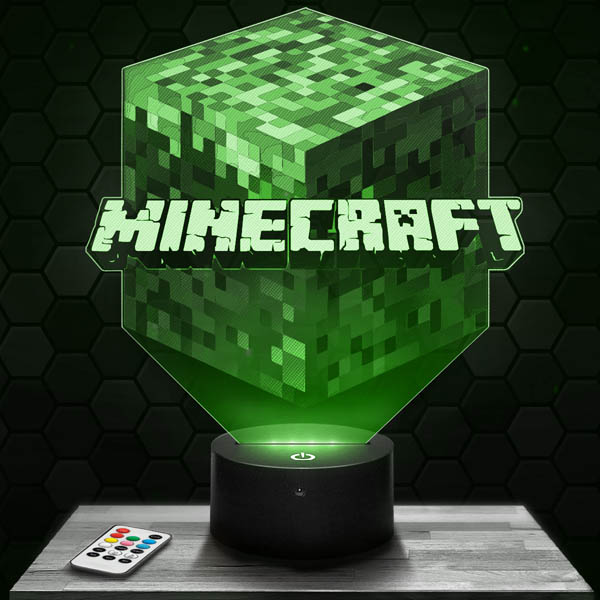Minecraft LED Light Lamp Night 2 Modes Game Room Decor Box Logo Battery  MicroUSB