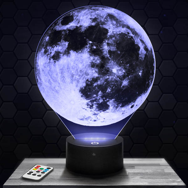 3D-LED-Lampe Mond Vollmond mit dem Sockel Ihrer Wahl! - PictyourLamp