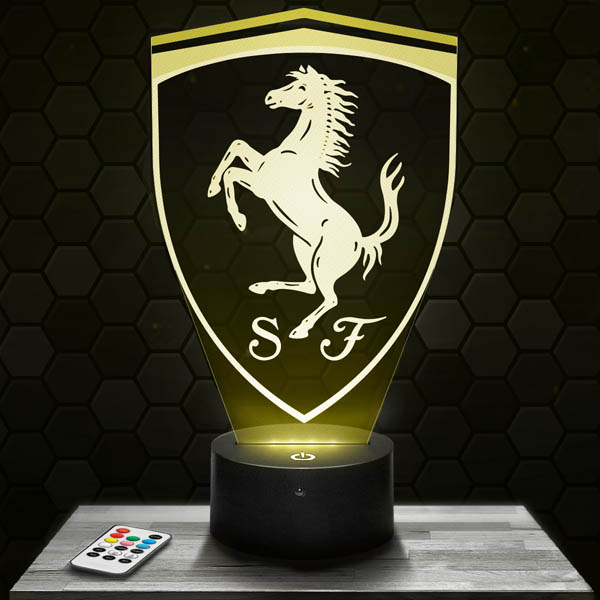 Ferrari Logo 3D LED LAMP with base of your choice ! - PictyourLamp