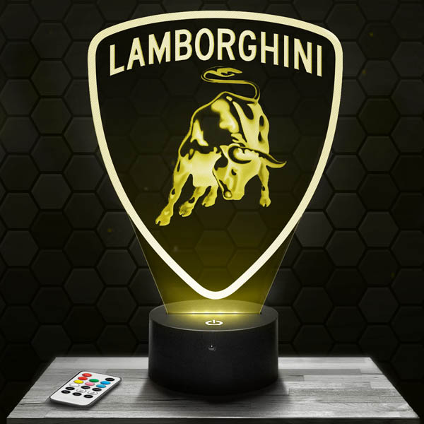 3D-LED-Lampe 3D Logo Lamborghini mit dem Sockel Ihrer Wahl! - PictyourLamp