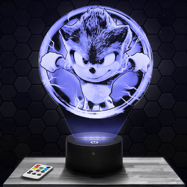 Sonic - The Hedgehog 3D LED LAMP with base of your choice ! - PictyourLamp