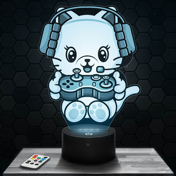 Lampada Led 3D Chat Gamer - Pictyourlamp