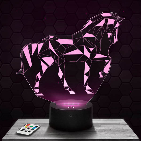 geometrical
  horse 3D LED Lamp with a base  of your choice!
