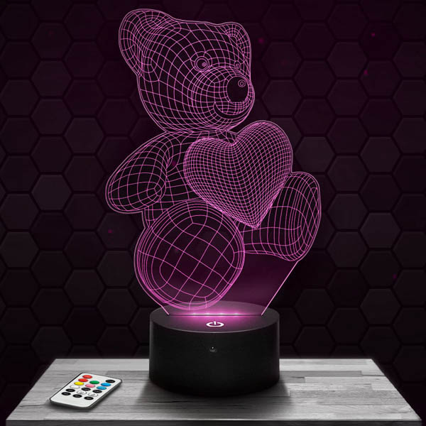 Teddy Bear
  Heart 3D LED Lamp with a base of your choice!