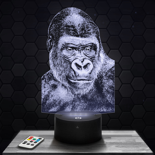 Gorilla
  bust 3D LED lamp