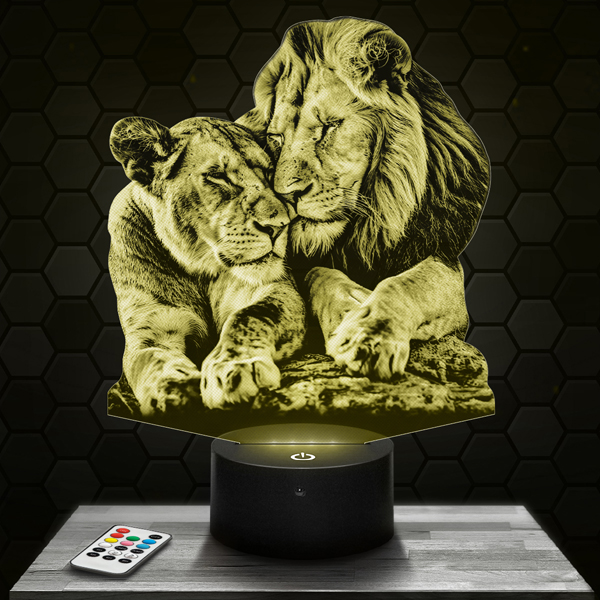 Lion and
  Lioness 3D LED lamp