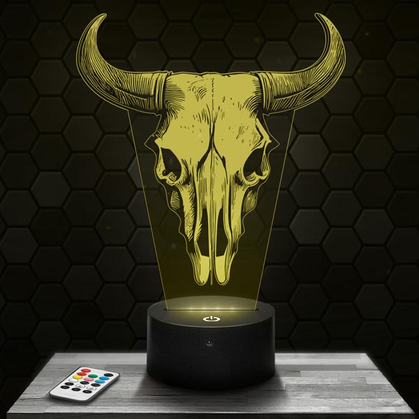 lampe-3d-skull-taureau-animal